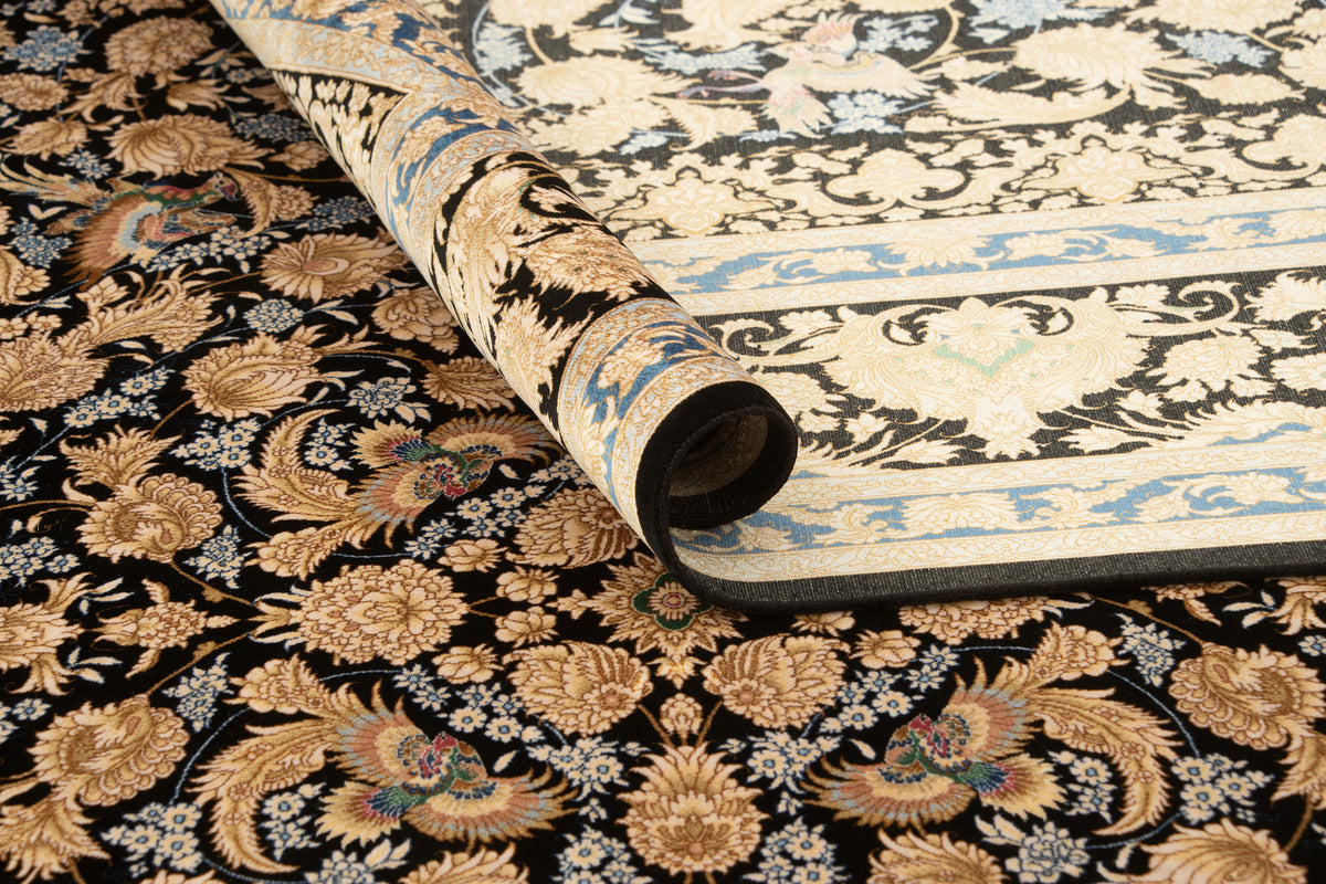 Rechteck Teppich Ghom Design in Schwarz von Hadorn™ - Lifestyle Image