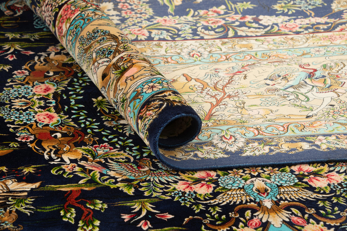 Rechteck Teppich Ghom Design in Dunkelblau von Hadorn™ - Lifestyle Image