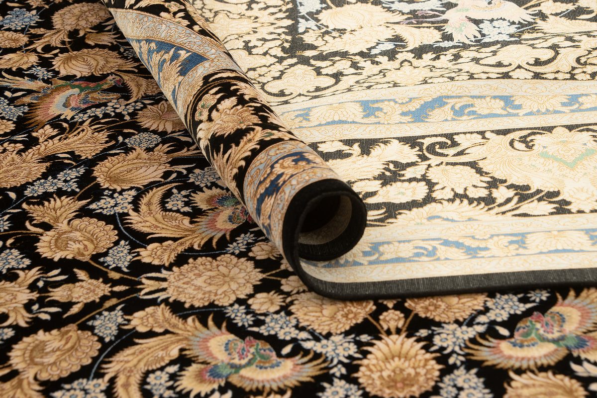 Rechteck Teppich Ghom Design in Schwarz von Hadorn™ - Lifestyle Image