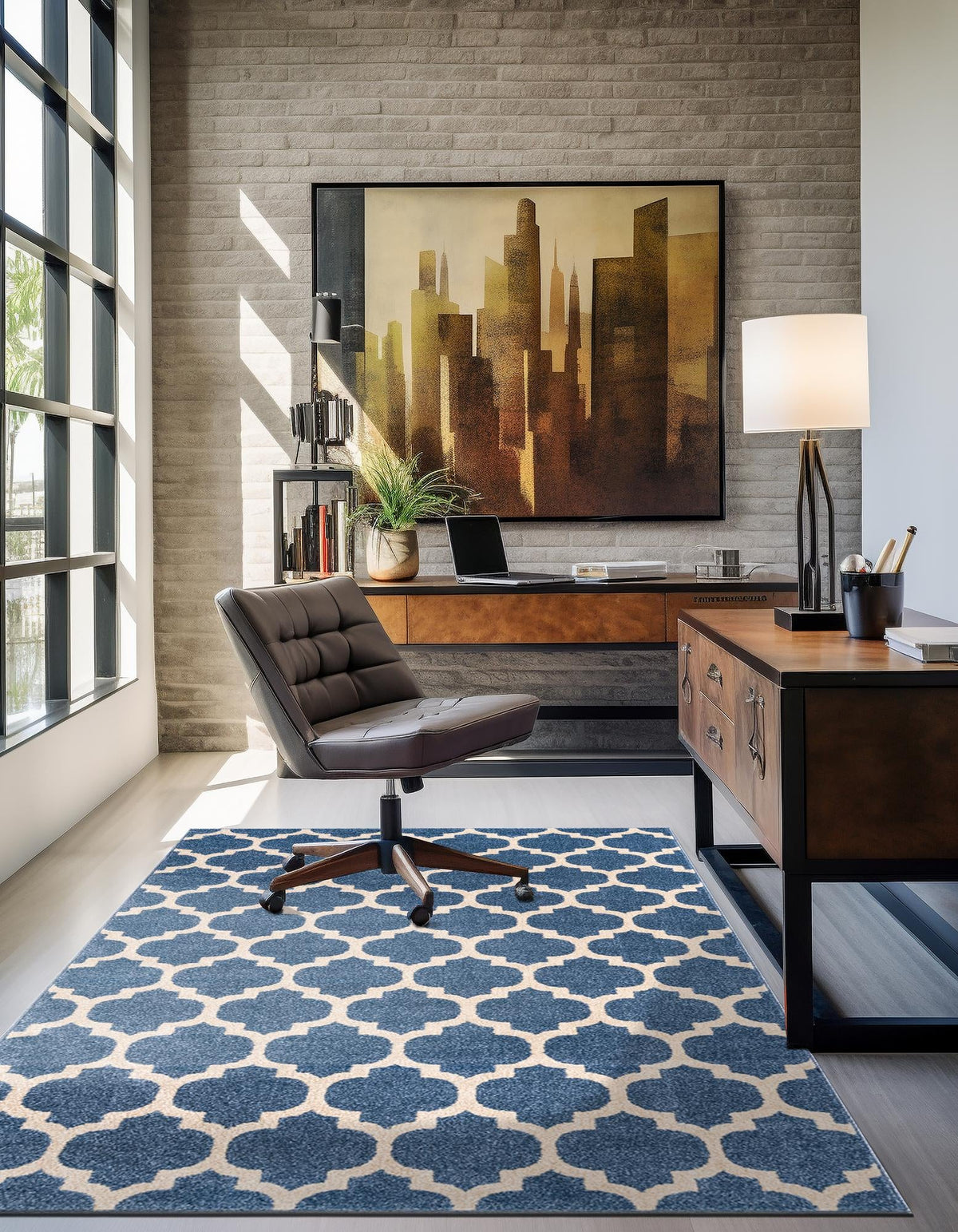 Rechteck Teppich Trellis in Hellblau von Hadorn™ - Lifestyle Image