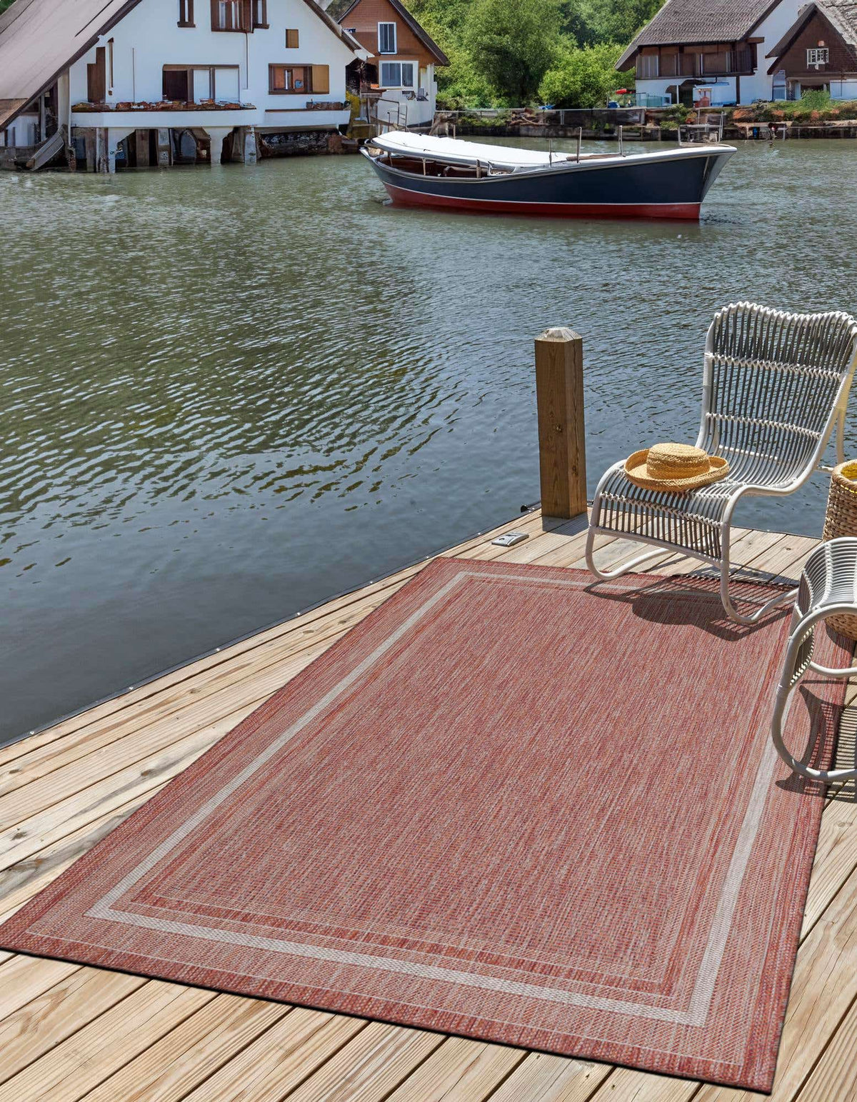 Rechteck Outdoor Teppich Tulum Outdoor in Rostrot von Hadorn™ - Lifestyle Image