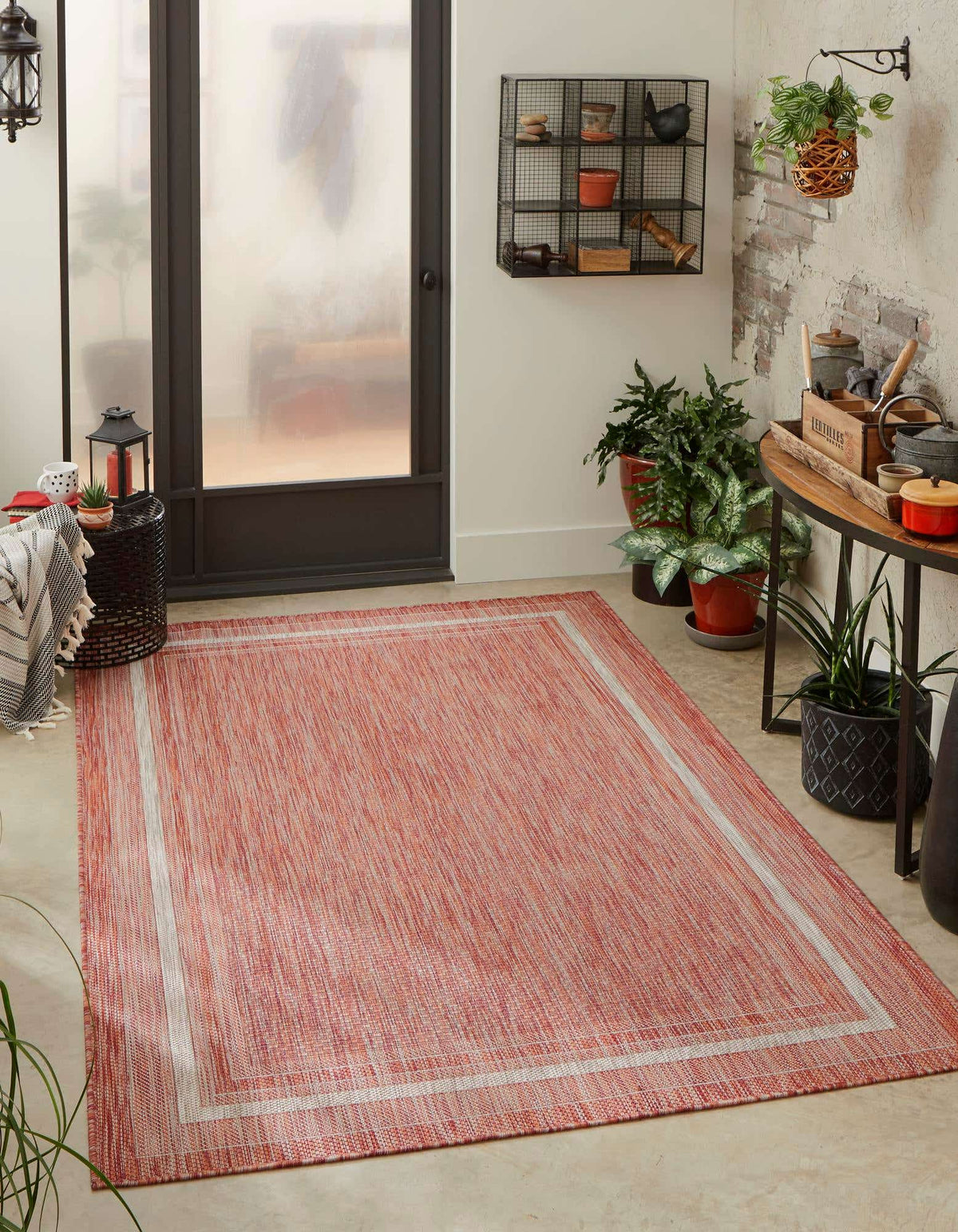 Rechteck Outdoor Teppich Tulum Outdoor in Rostrot von Hadorn™ - Lifestyle Image
