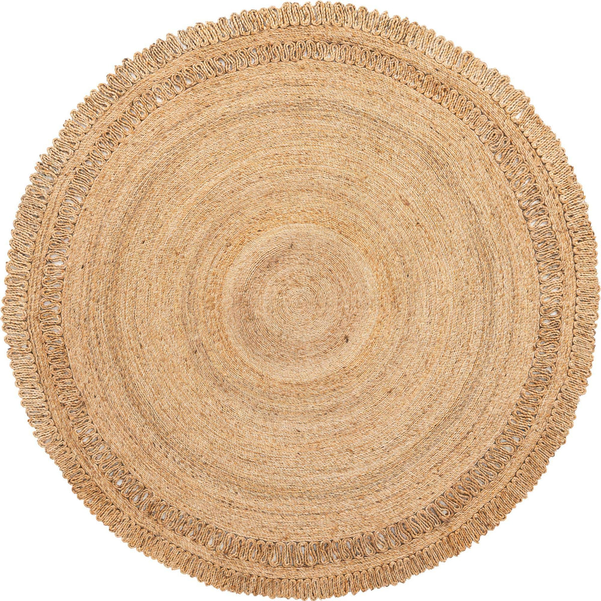 Rund Handgeflochten Teppich Braided Jute in Natürlich von Hadorn™ - Lifestyle Image