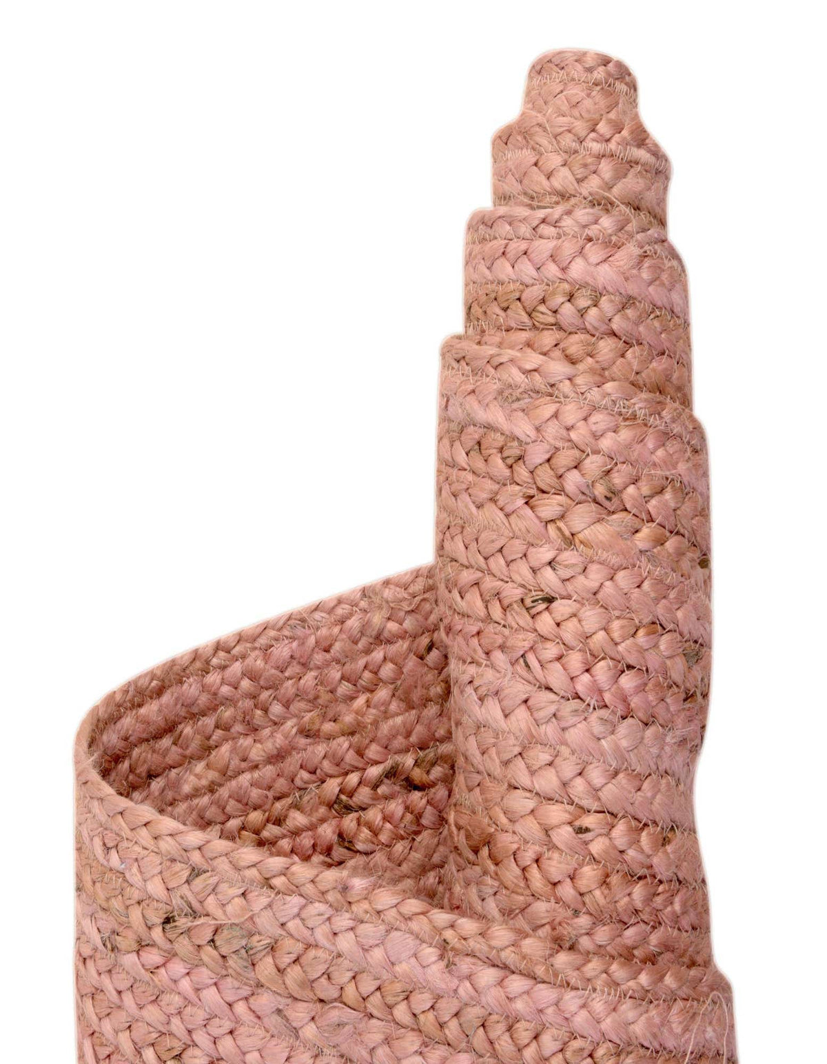 Rund Handgeflochten Teppich Braided Jute in Hellrosa von Hadorn™ - Lifestyle Image