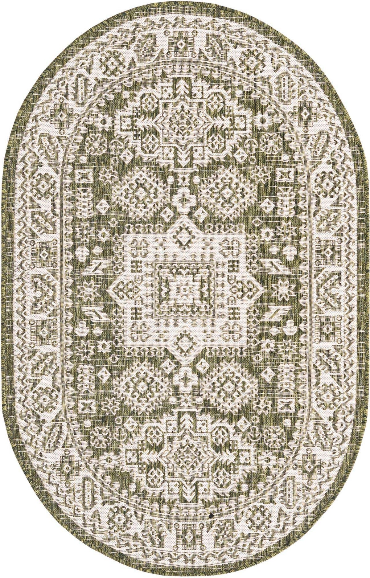 Oval Outdoor Teppich Tulum Outdoor in Grün von Hadorn™ - Lifestyle Image