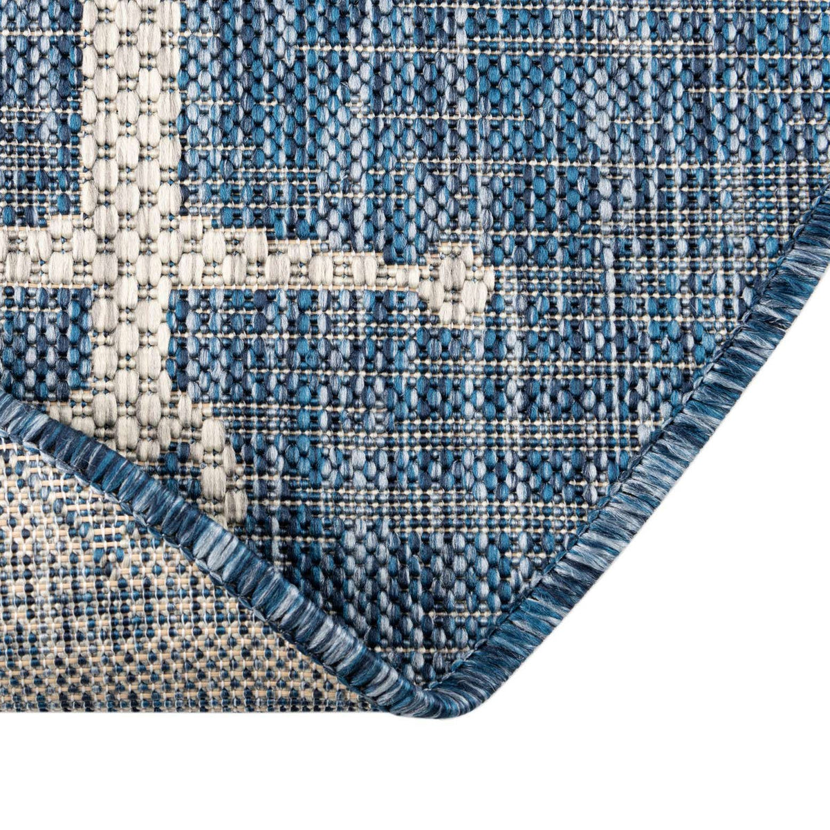 Rund Outdoor Teppich Tulum Outdoor in Blau von Hadorn™ - Lifestyle Image
