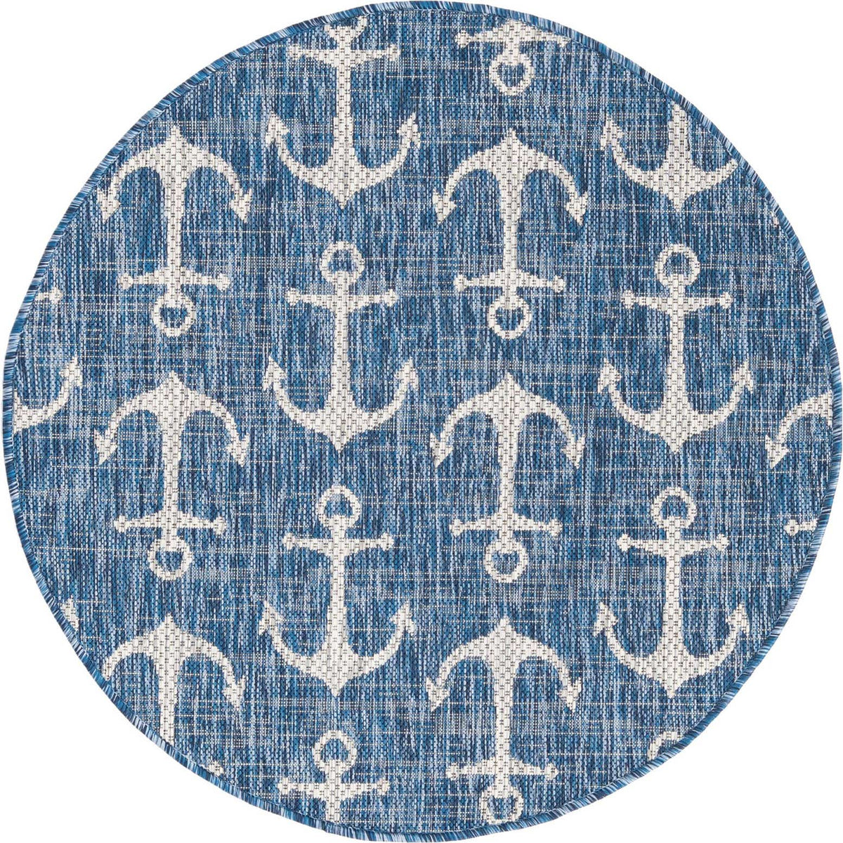 Rund Outdoor Teppich Tulum Outdoor in Blau von Hadorn™ - Lifestyle Image