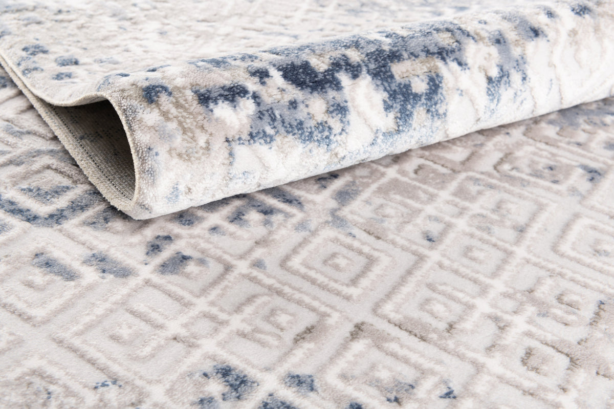 Quadratisch Teppich Davos Fusion in Blau von Hadorn™ - Lifestyle Image