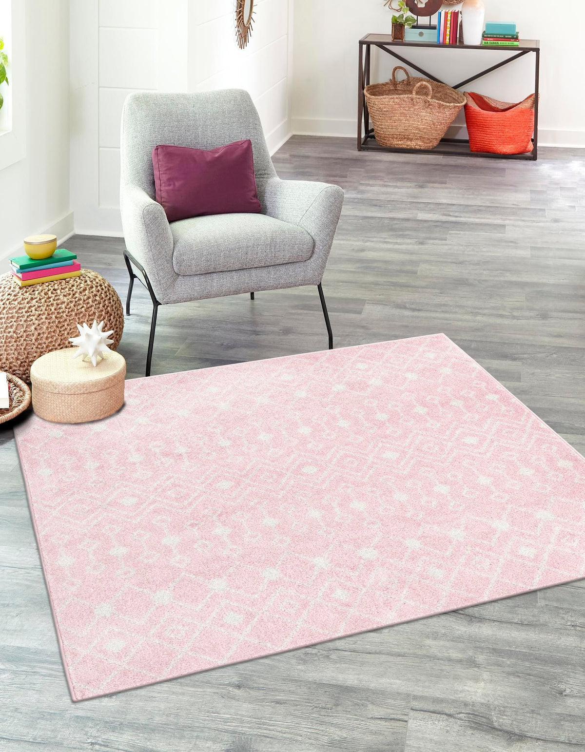Quadratisch Teppich Moroccan Trellis in Rosa von Hadorn™ - Lifestyle Image
