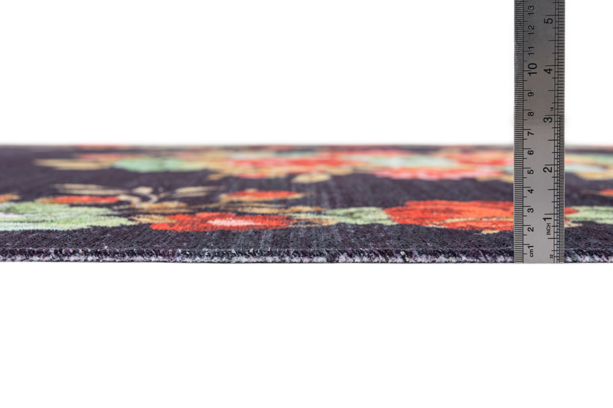 Rechteck Teppich Kriens Floret in Schwarz von Hadorn™ - Lifestyle Image