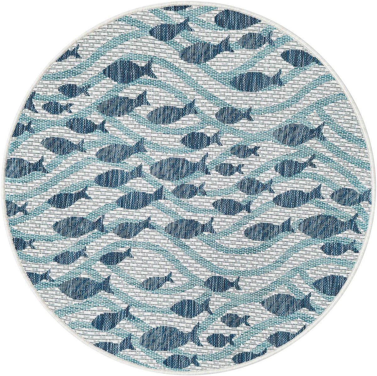 Rund Outdoor Teppich Tulum Outdoor in Blau von Hadorn™ - Lifestyle Image