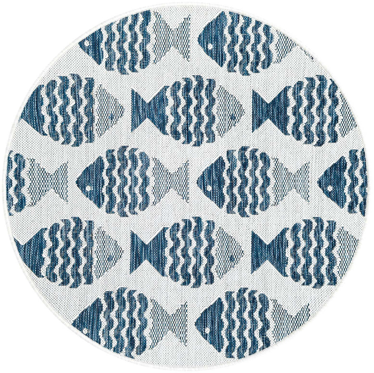 Rund Outdoor Teppich Tulum Outdoor in Marineblau von Hadorn™ - Lifestyle Image