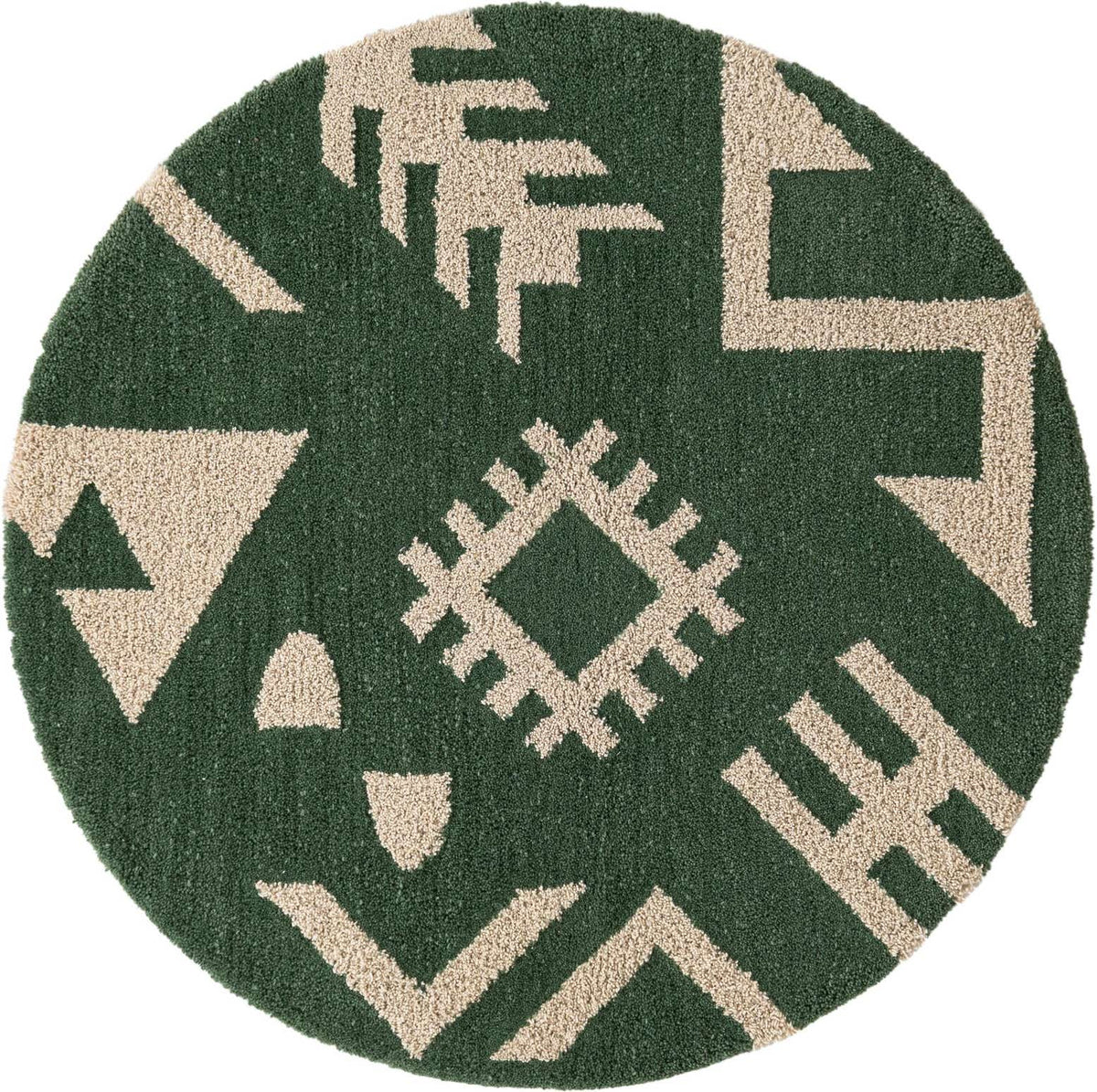Rund Teppich AI Handgetuftet in Grün und Elfenbein von Hadorn™ - Lifestyle Image