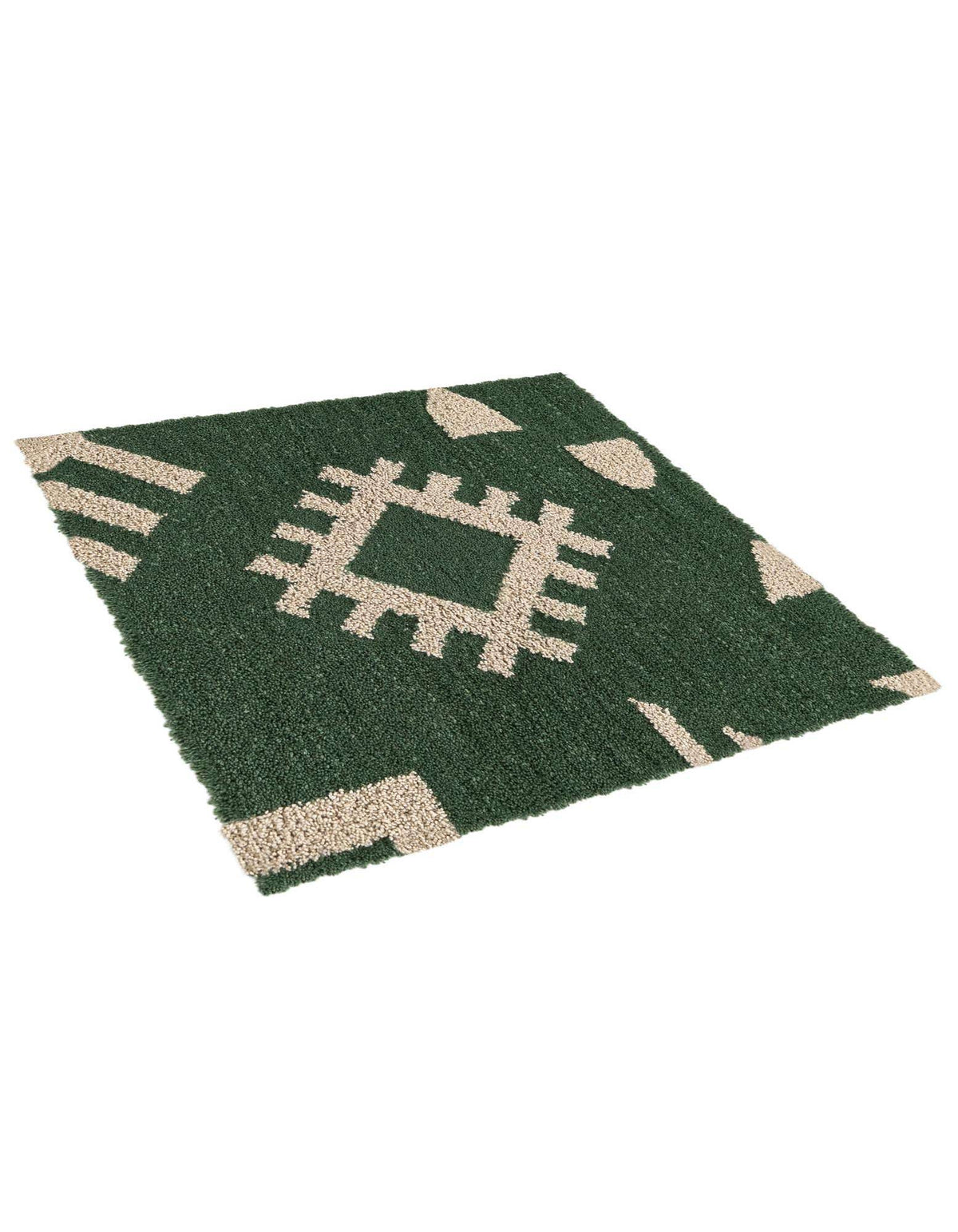 Quadratisch Teppich AI Handgetuftet in Grün und Elfenbein von Hadorn™ - Lifestyle Image