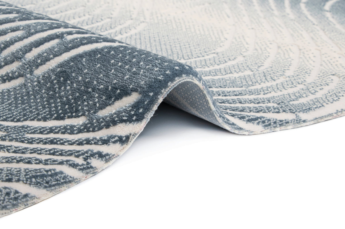 Rund Teppich Royal Wavy in Blau von Hadorn™ - Lifestyle Image