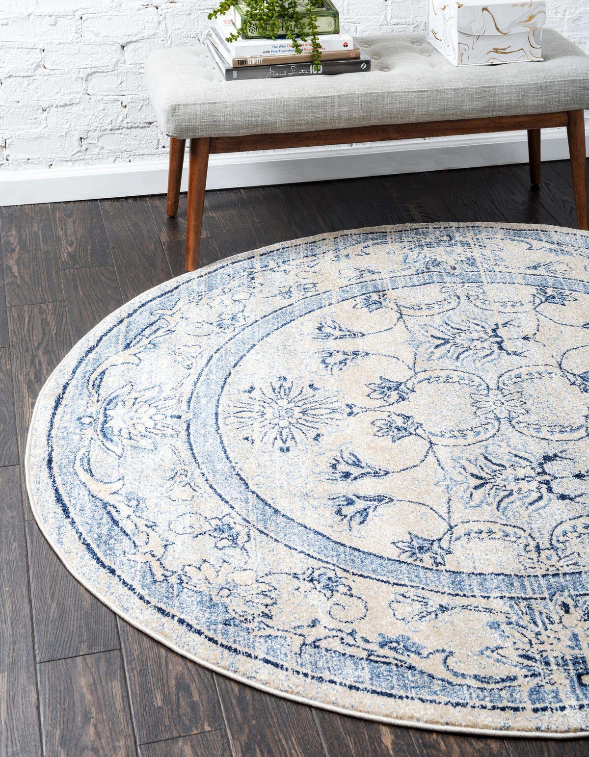 Rund Teppich Vista in Blau von Hadorn™ - Lifestyle Image