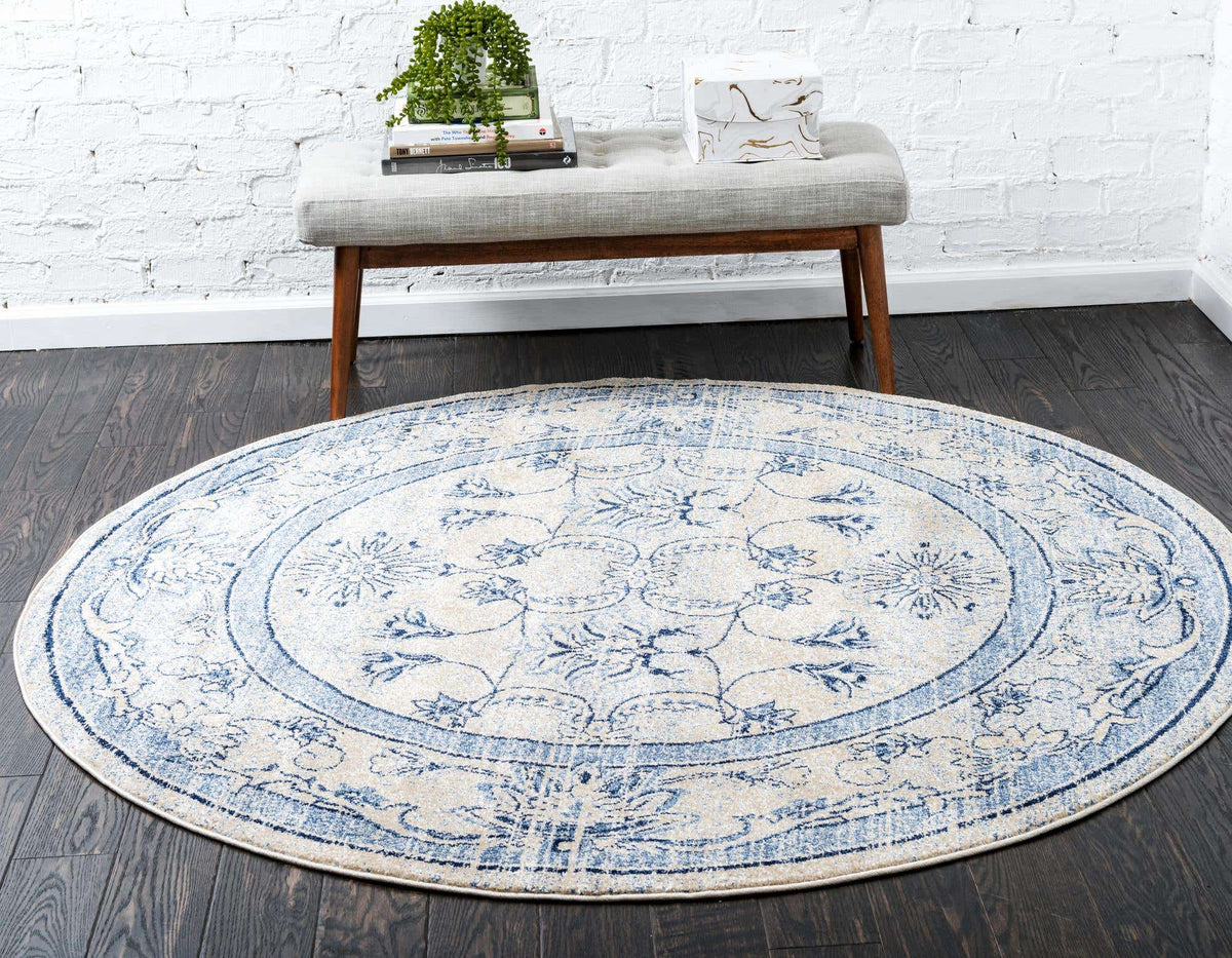 Rund Teppich Vista in Blau von Hadorn™ - Lifestyle Image