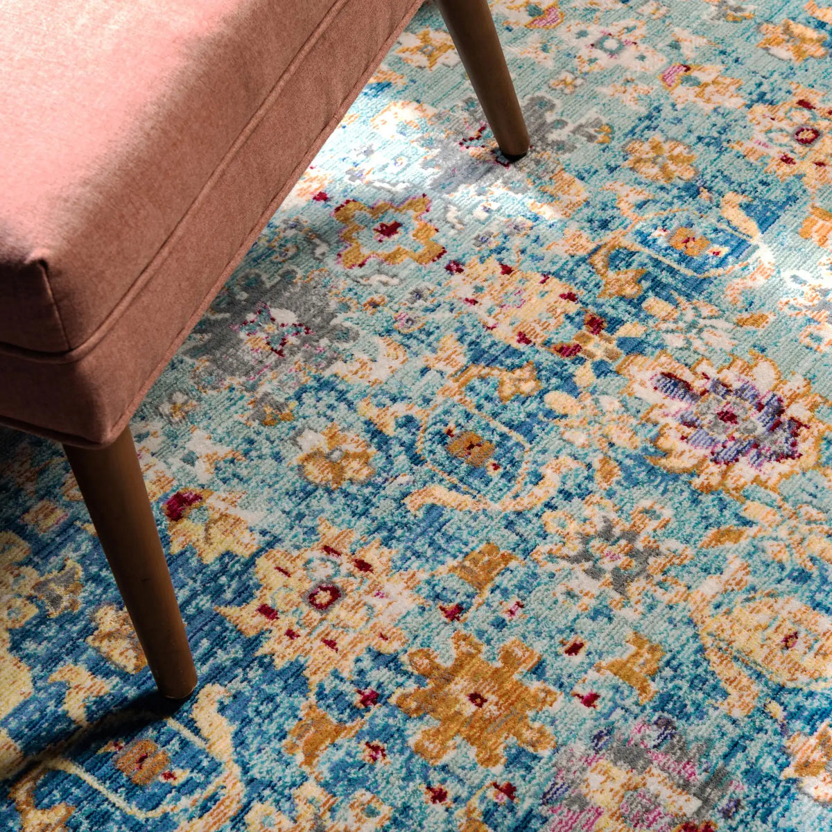 Rechteck Teppich Aqua in Blau von Hadorn™ - Lifestyle Image