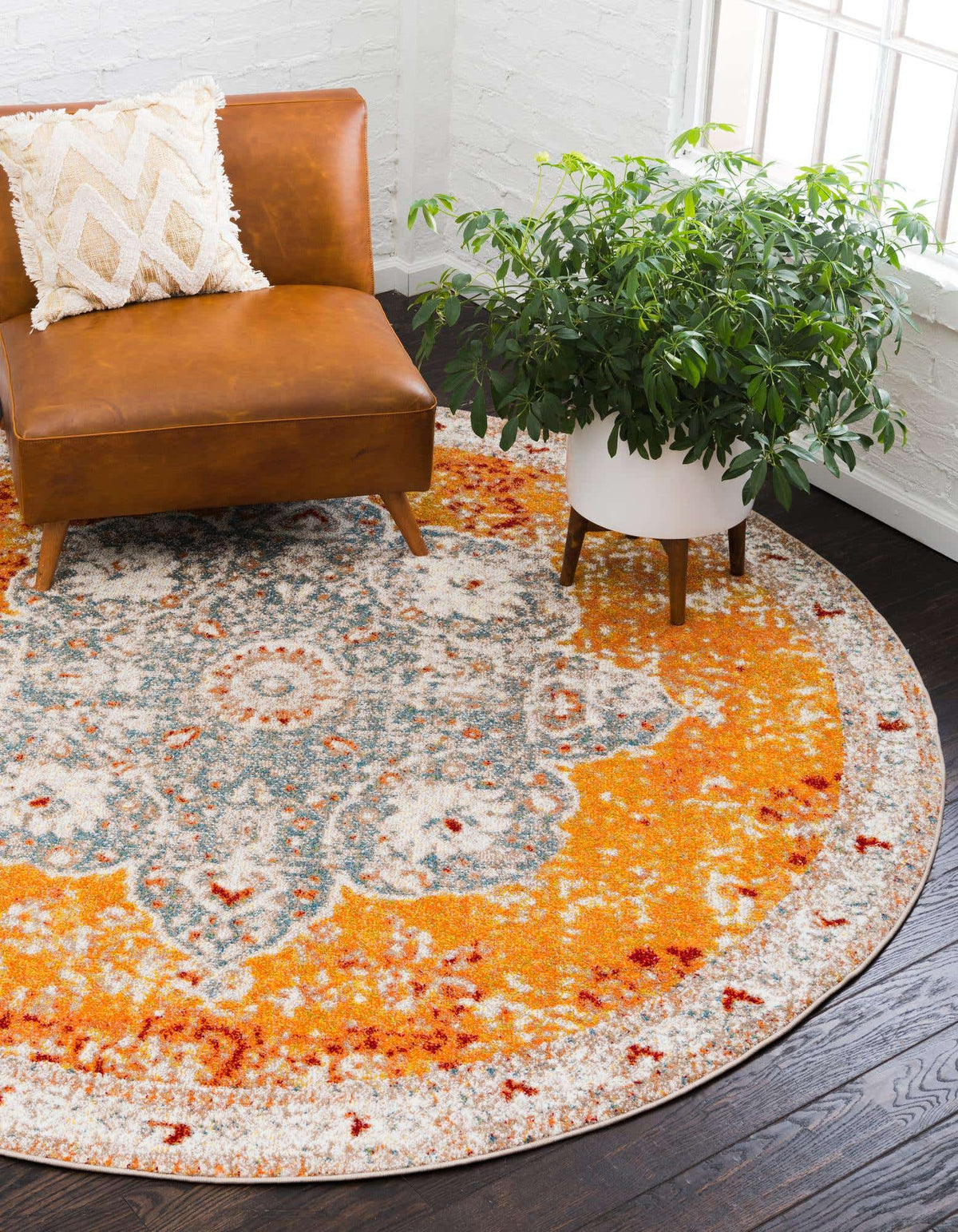 Rund Teppich Venice in Orange von Hadorn™ - Lifestyle Image