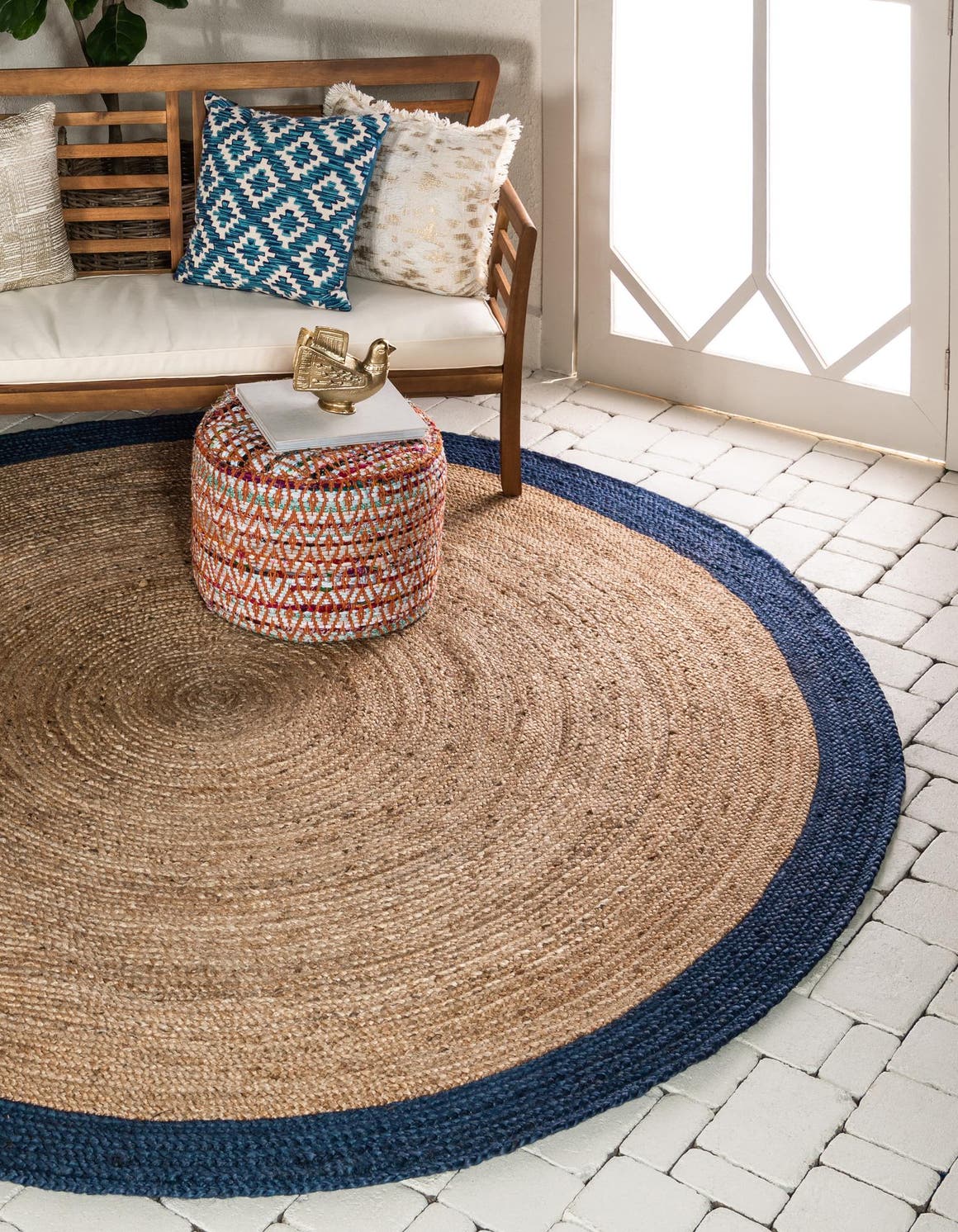 Rund Teppich Braided Jute in Natürlich von Hadorn™ - Lifestyle Image
