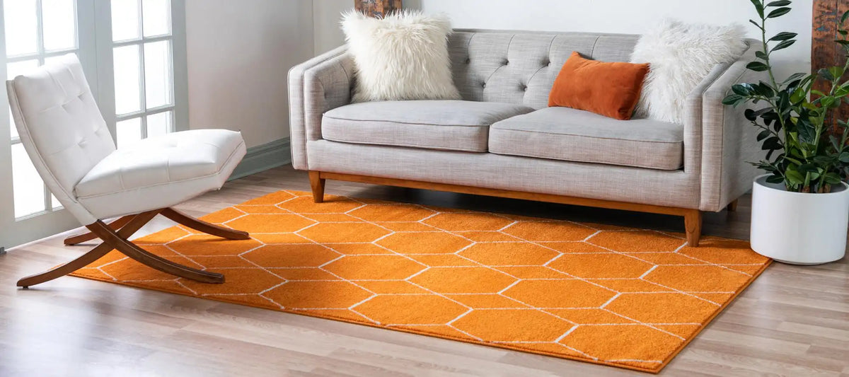Rechteck Teppich Trellis Frieze in Orange von Hadorn™ - Lifestyle Image