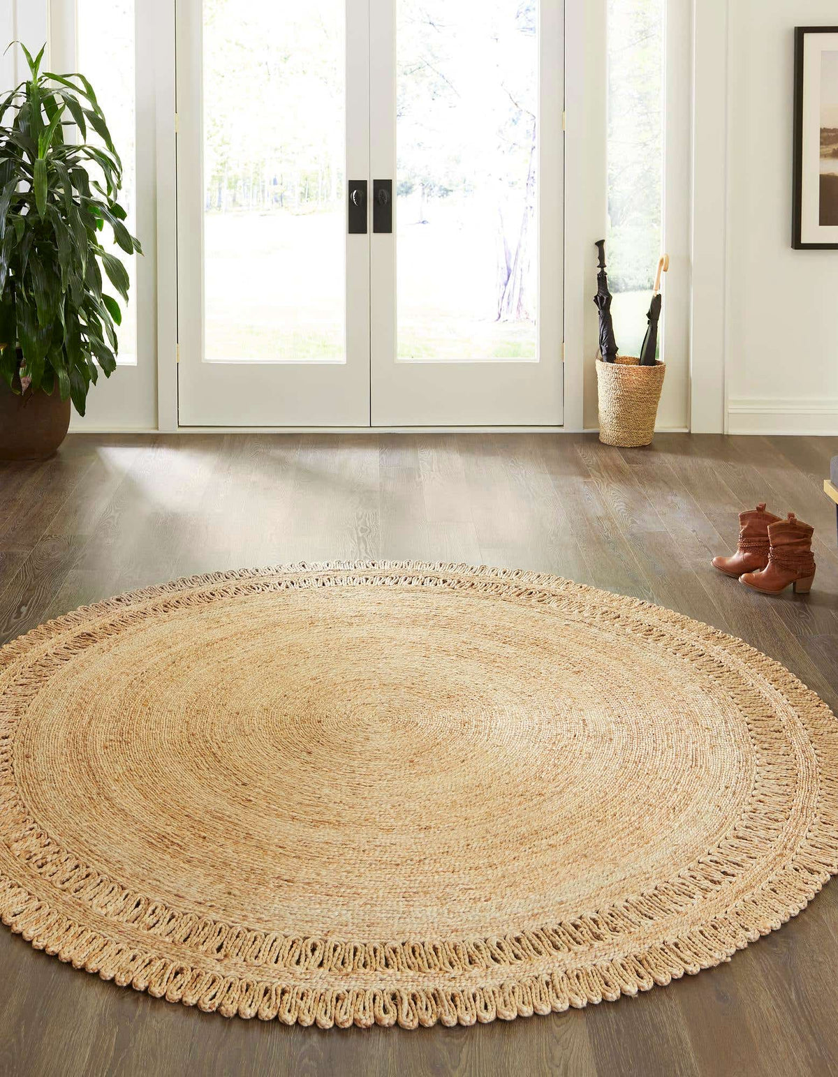 Rund Teppich Braided Jute in Natürlich von Hadorn™ - Lifestyle Image
