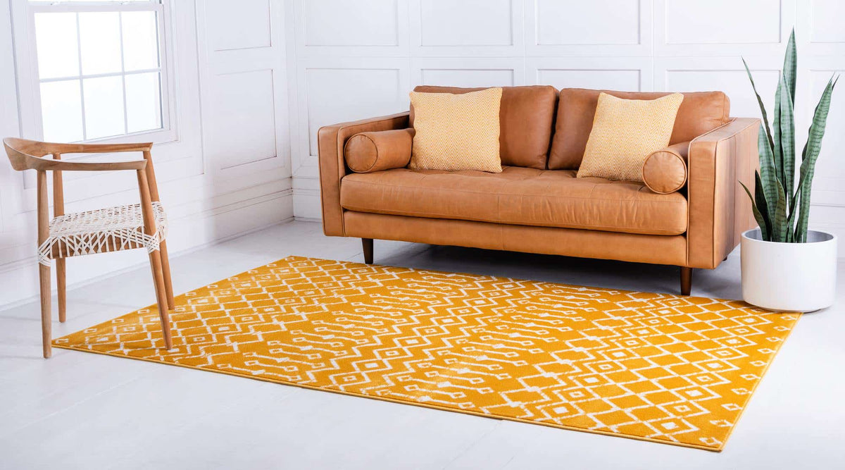 Rechteck Teppich Kasbah Trellis in Gelb von Hadorn™ - Lifestyle Image