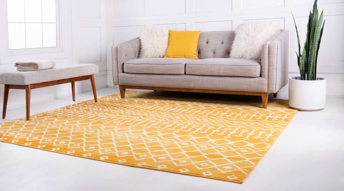 Quadratisch Teppich Kasbah Trellis in Gelb von Hadorn™ - Lifestyle Image