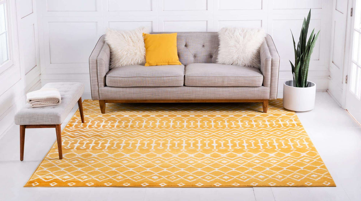 Quadratisch Teppich Kasbah Trellis in Gelb von Hadorn™ - Lifestyle Image