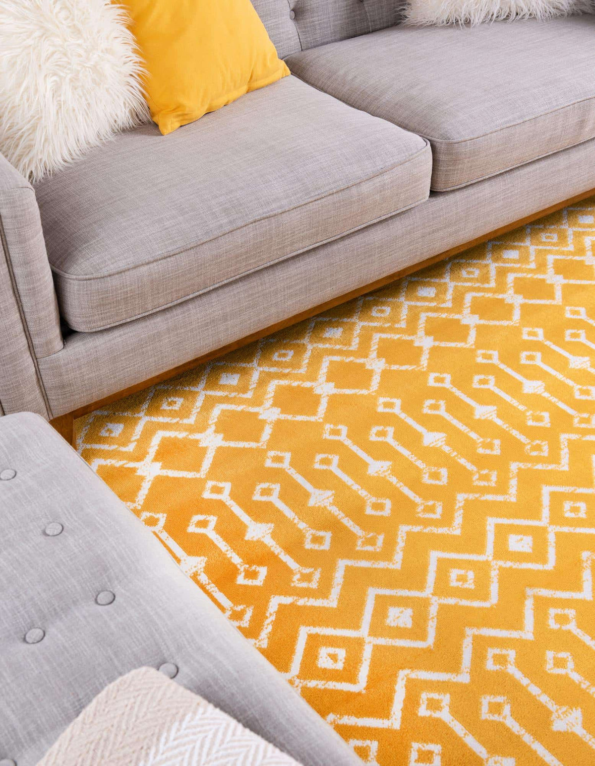 Quadratisch Teppich Kasbah Trellis in Gelb von Hadorn™ - Lifestyle Image