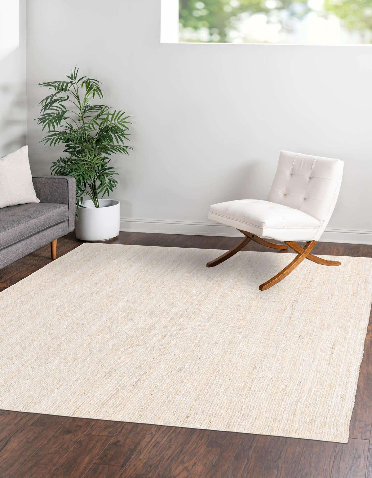 Quadratisch Teppich Braided Jute in Weiss von Hadorn™ - Lifestyle Image
