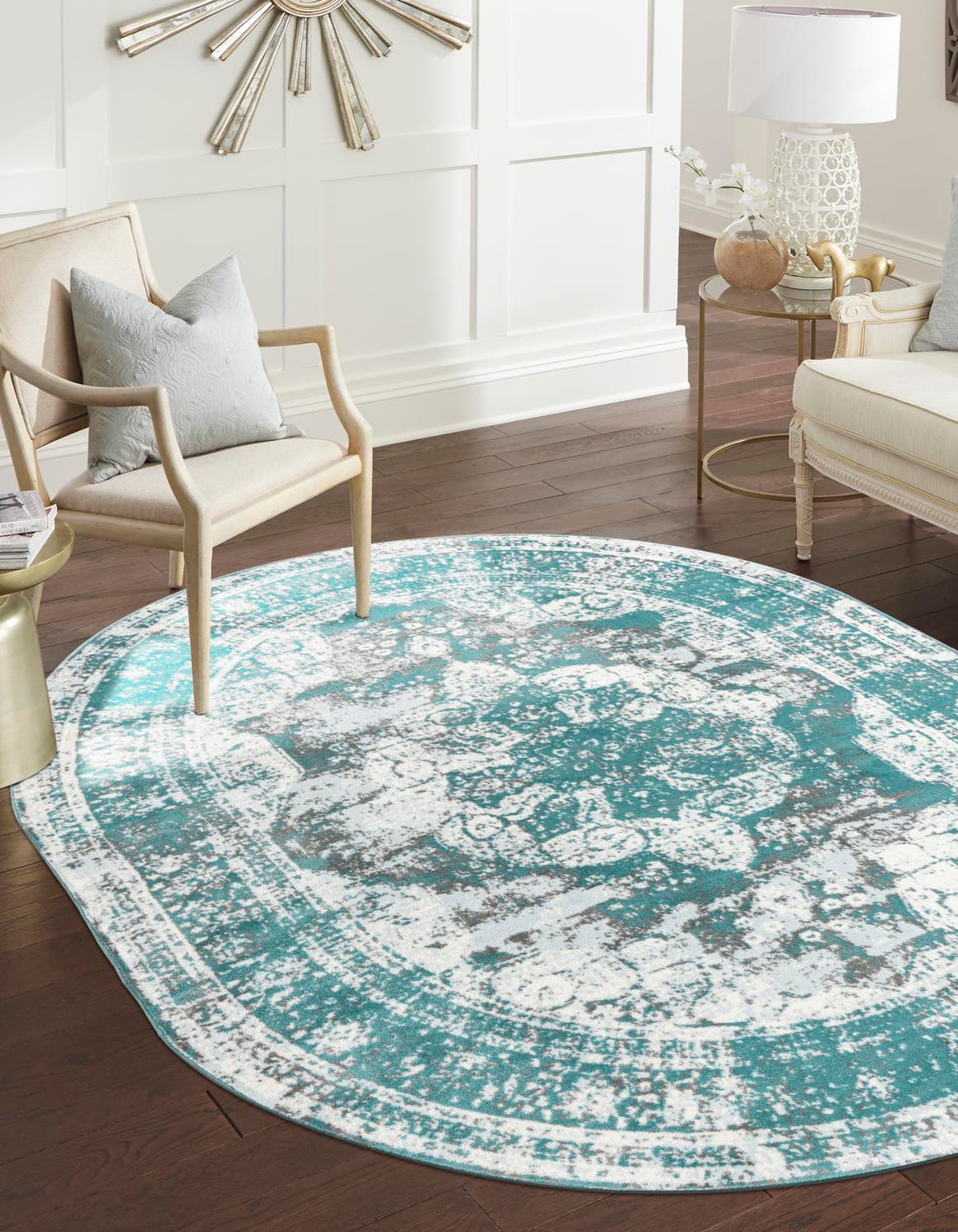 Oval Teppich Monaco in Türkis von Hadorn™ - Lifestyle Image